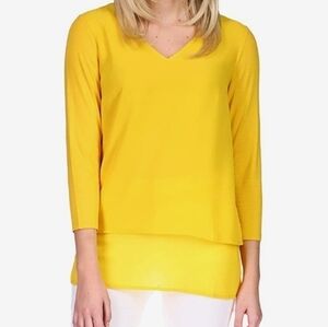 Michael Kors Woven Layer Top buttercup yellow XS